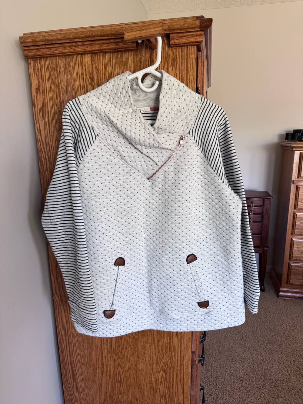 Maurices Gray Pullover with Rose Gold Zipper